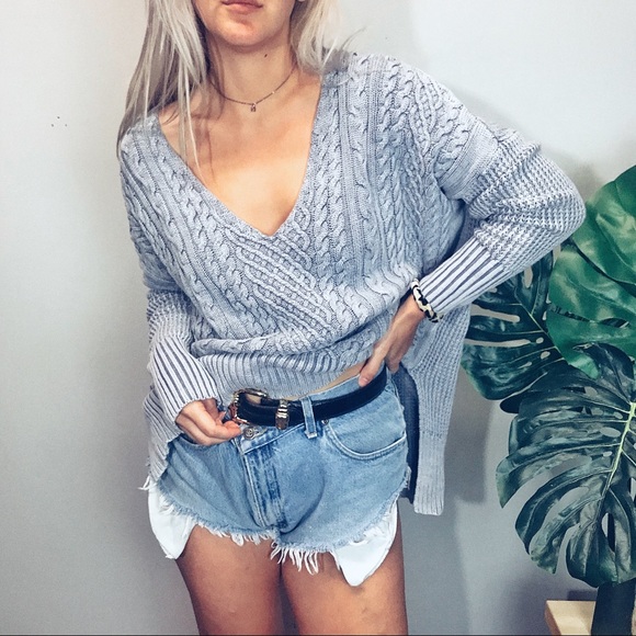 Sweaters - Baby Blue Chunky Cable Knit Sweater